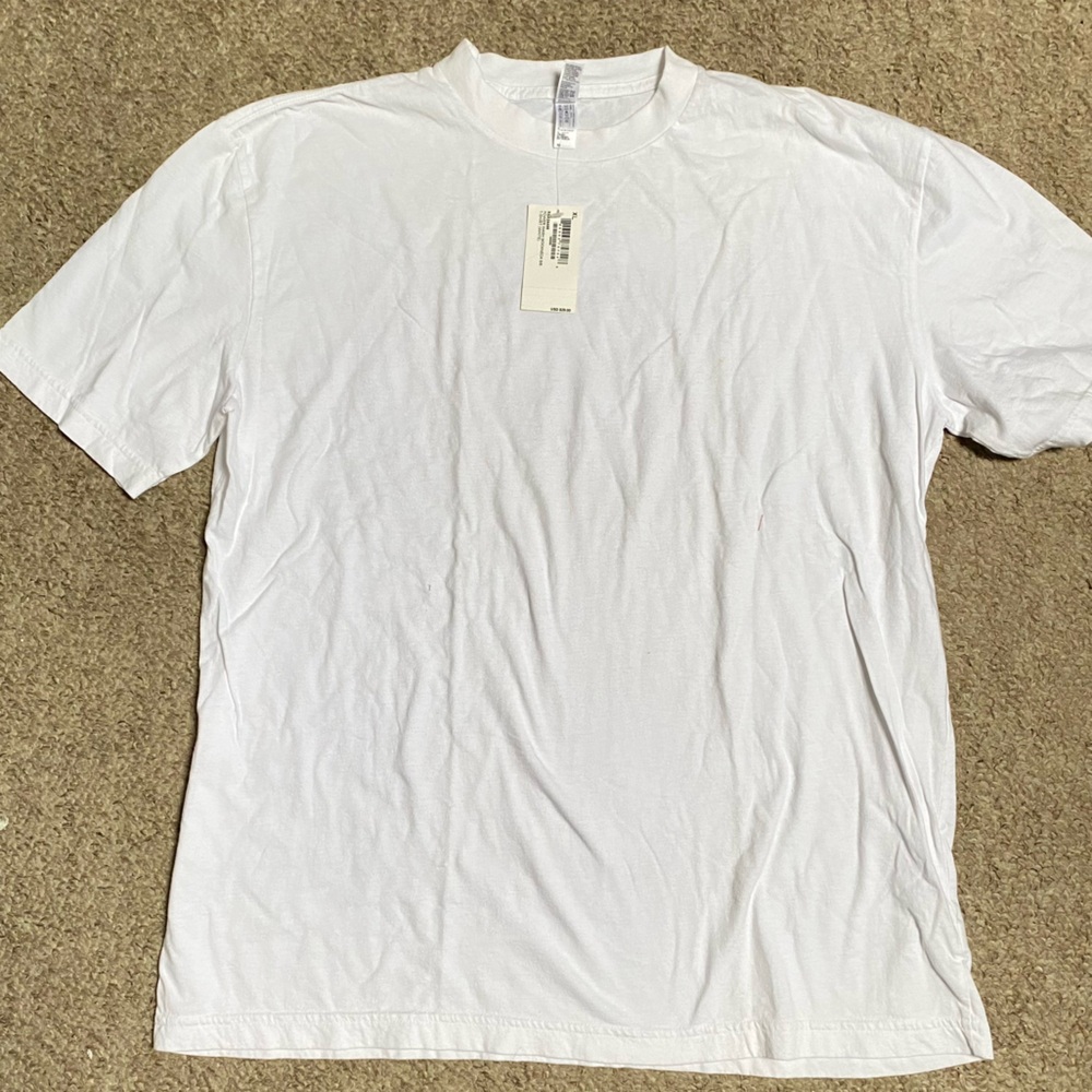 NWT American Apparel Power Wash Mockneck White Tshirt